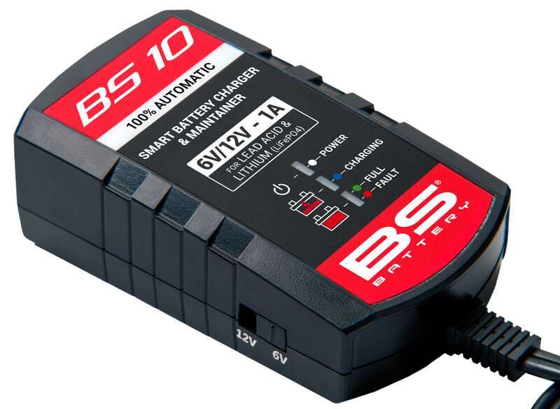 BS BATTERY BS10 6V/12V Motorrad Batterieladegerät 1A – für Lithium & Blei