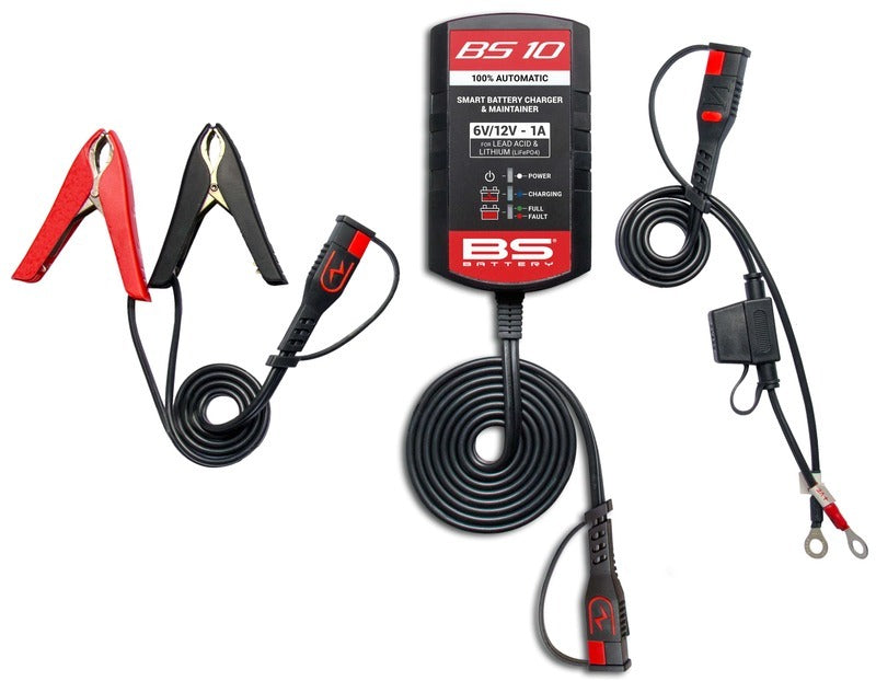 BS BATTERY BS10 6V/12V Motorrad Batterieladegerät 1A – für Lithium & Blei