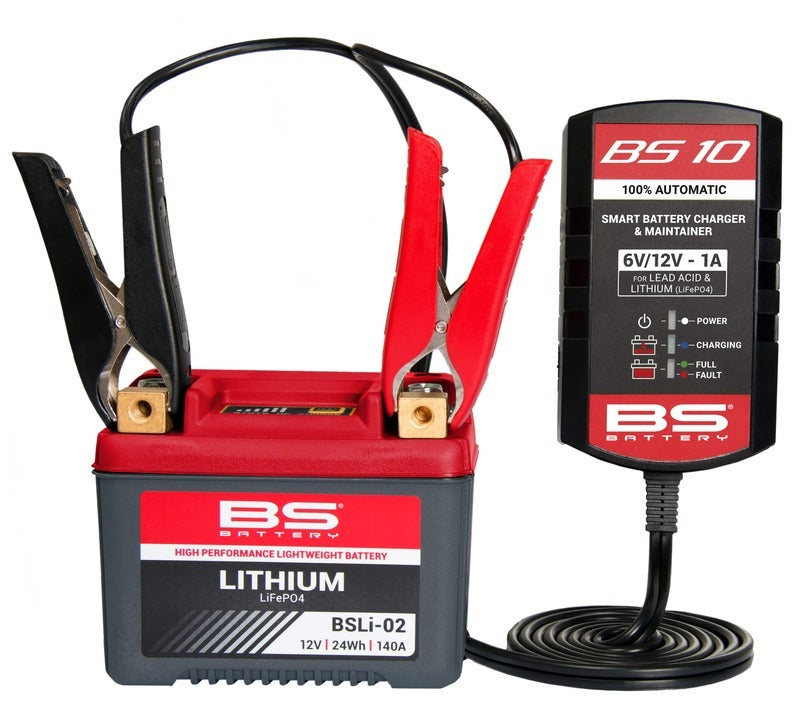 BS BATTERY BS10 6V/12V Motorrad Batterieladegerät 1A – für Lithium & Blei
