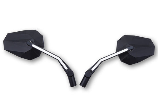 HIGHSIDER Stealth-X3 Motorrad Spiegel Schwarz LED Positionslicht E-geprüft Paar