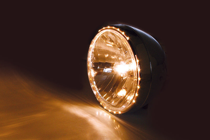 SHIN YO Motorrad Scheinwerfer Reno 2 7 Zoll Chrom Klarglas LED-Positionsring