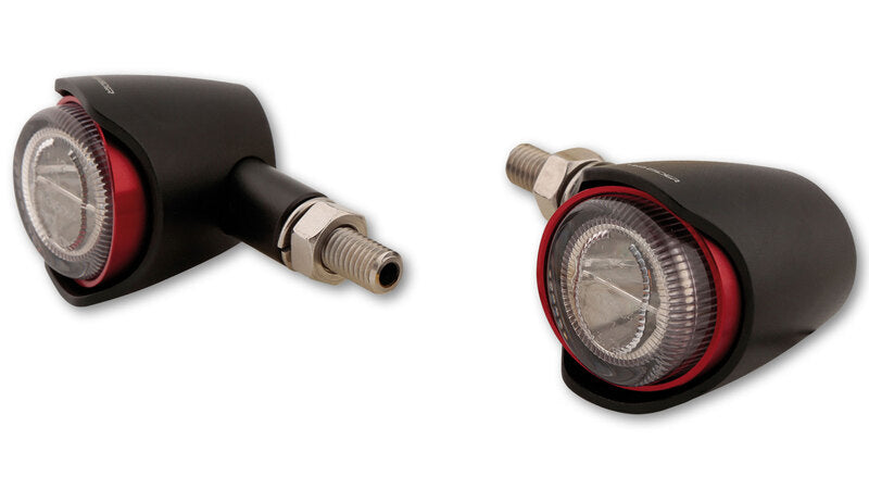 HIGHSIDER Akron-X Motorrad LED Blinker Schwarz Klar E-geprüft Paar