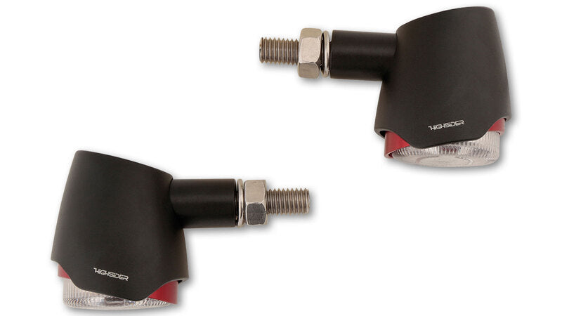 HIGHSIDER Akron-X Motorrad LED Blinker Schwarz Klar E-geprüft Paar