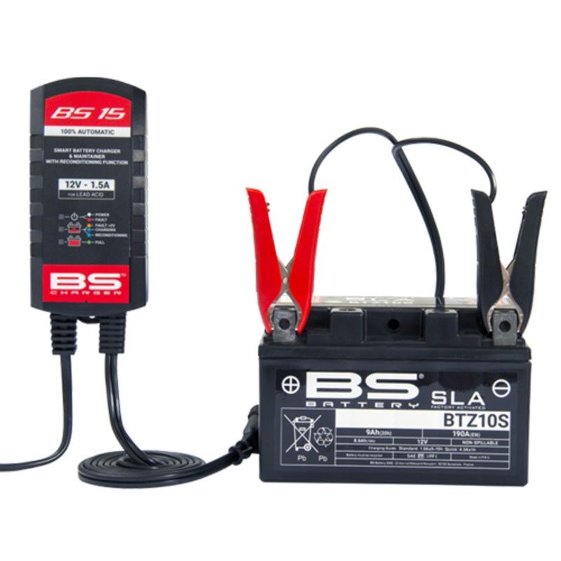 BS BATTERY BS15 12V Motorrad Batterieladegerät 1,5A – für Blei-Säure-Batterien