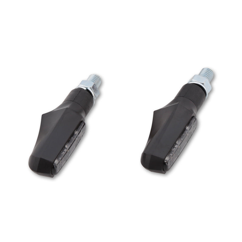 HIGHSIDER smart Motorrad LED Blinker Shorty-Fin Schwarz Glas Rauchgrau (Paar)