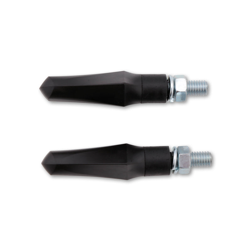 HIGHSIDER smart Motorrad LED Blinker Shorty-Fin Schwarz Glas Rauchgrau (Paar)
