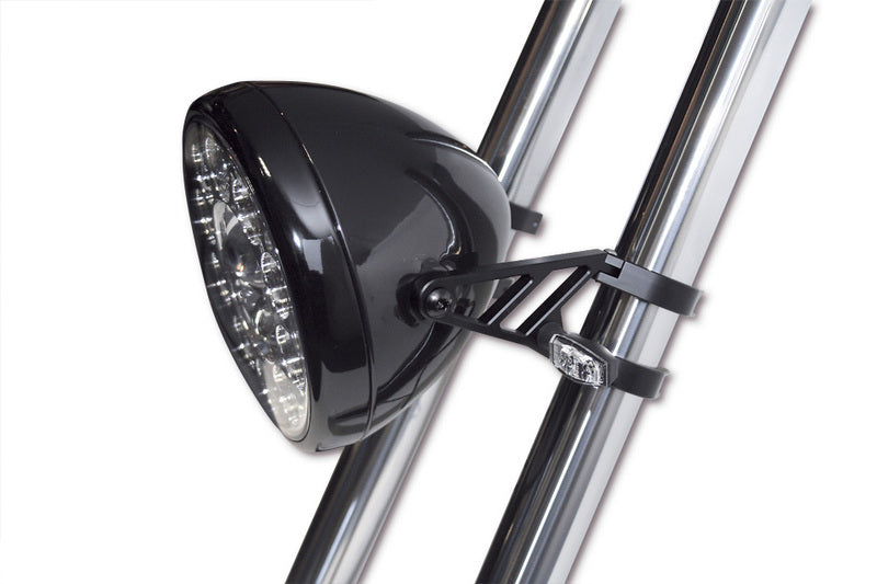 HIGHSIDER CNC Motorrad Scheinwerferhalter-Set 42–43 mm kurz Schwarz