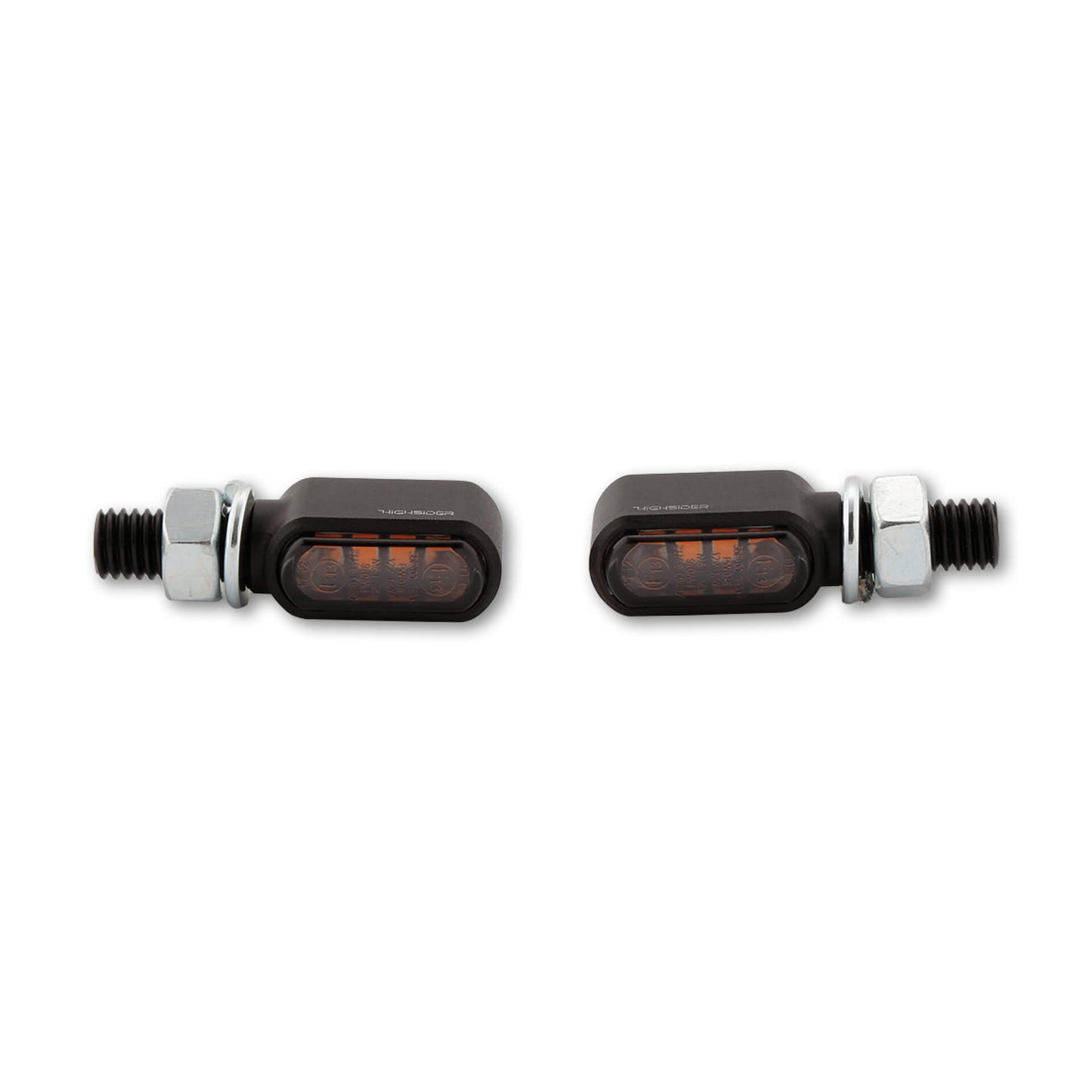 HIGHSIDER Motorrad LED Blinker Little Bronx Schwarz Rauchgrau E-geprüft (Paar)