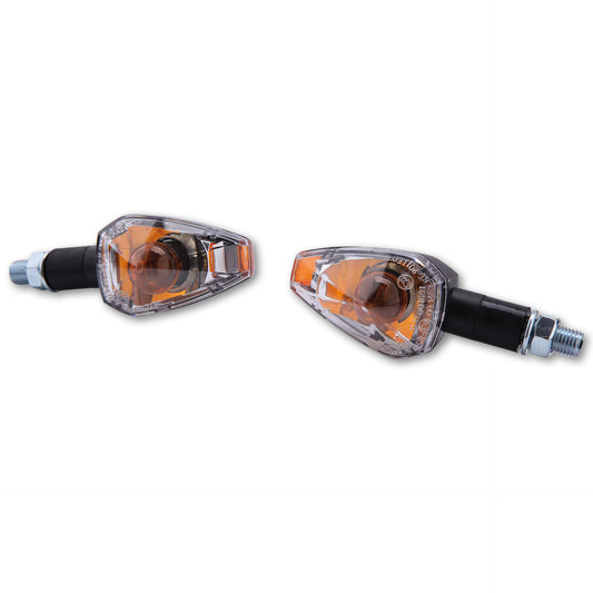 SHIN YO Motorrad Blinker Big Peak Schwarz klares Glas E-geprüft (Paar)