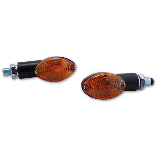 HIGHSIDER Cateye Motorrad Mini-Blinker Schwarz Orange E-geprüft (Paar)