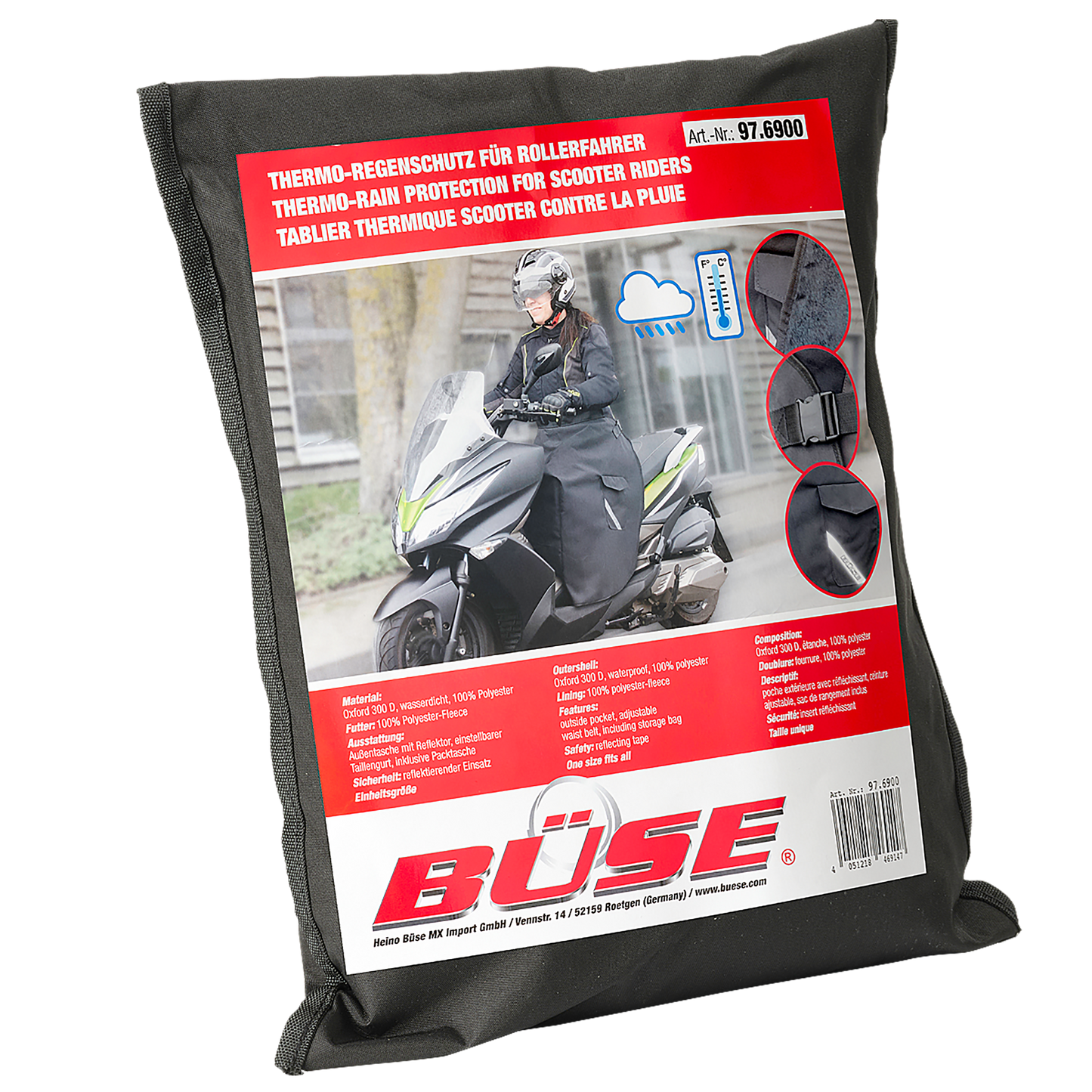 BÜSE Thermo-Regenschutz Rollerfahrer schwarz