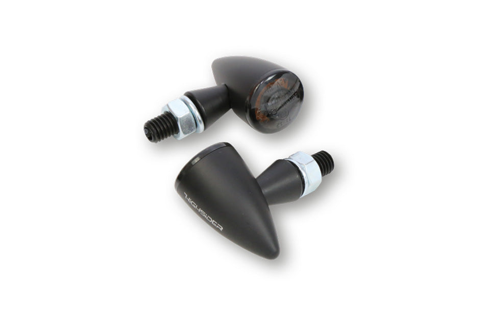 HIGHSIDER Apollo Bullet Motorrad LED Blinker Schwarz/Rauchgrau (Paar)