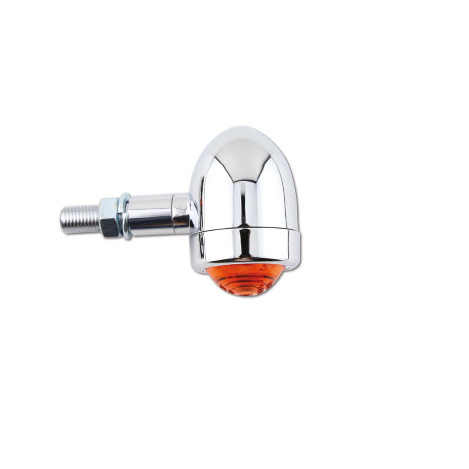HIGHSIDER smart Old School Typ1 Motorrad Blinker Chrom/Orange Glas (Paar)