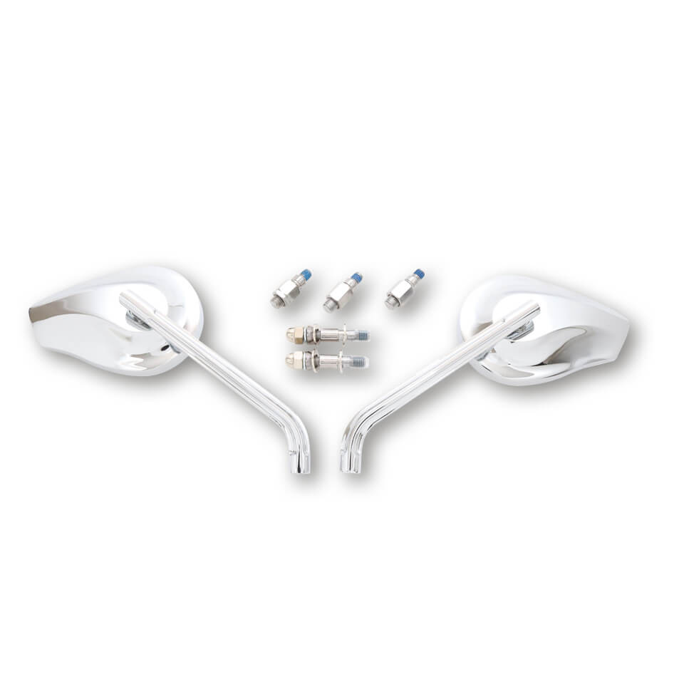 HIGHSIDER Motorrad Spiegel Phoenix 1 Chrom E-geprüft (Paar)