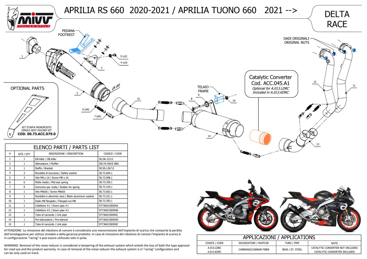 MIVV Delta Race Auspuff Carbon passend für Aprilia RS 660/Tuono 660 2020-2024