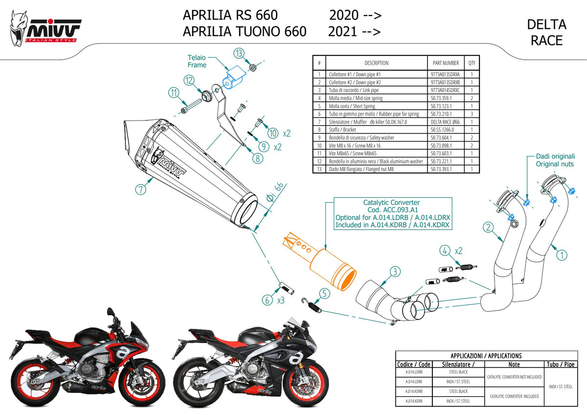 MIVV DELTA RACE Auspuff Komplettanlage passend für APRILIA RS 660 2020-2024