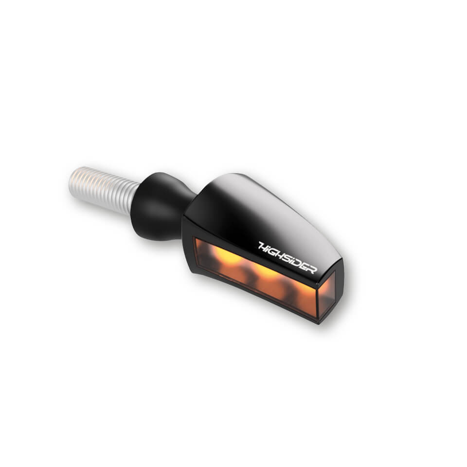 HIGHSIDER Motorrad LED Blinker Flight Schwarz Rauchglas E-geprüft (Paar)