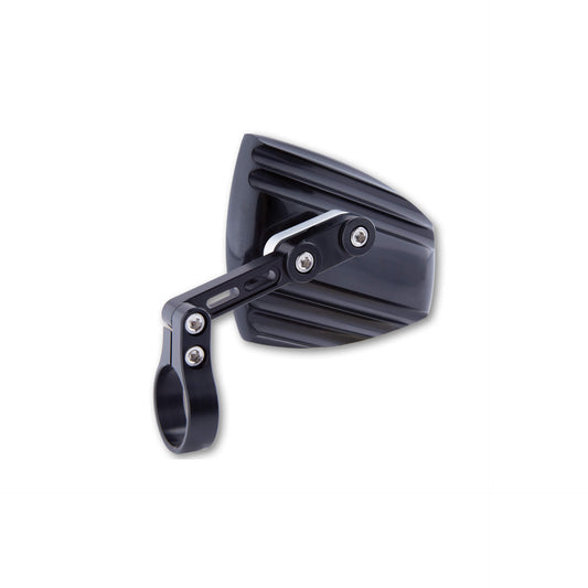 HIGHSIDER Motorrad Lenkerendenspiegel Wave Schwarz/Silber E-geprüft (Paar)