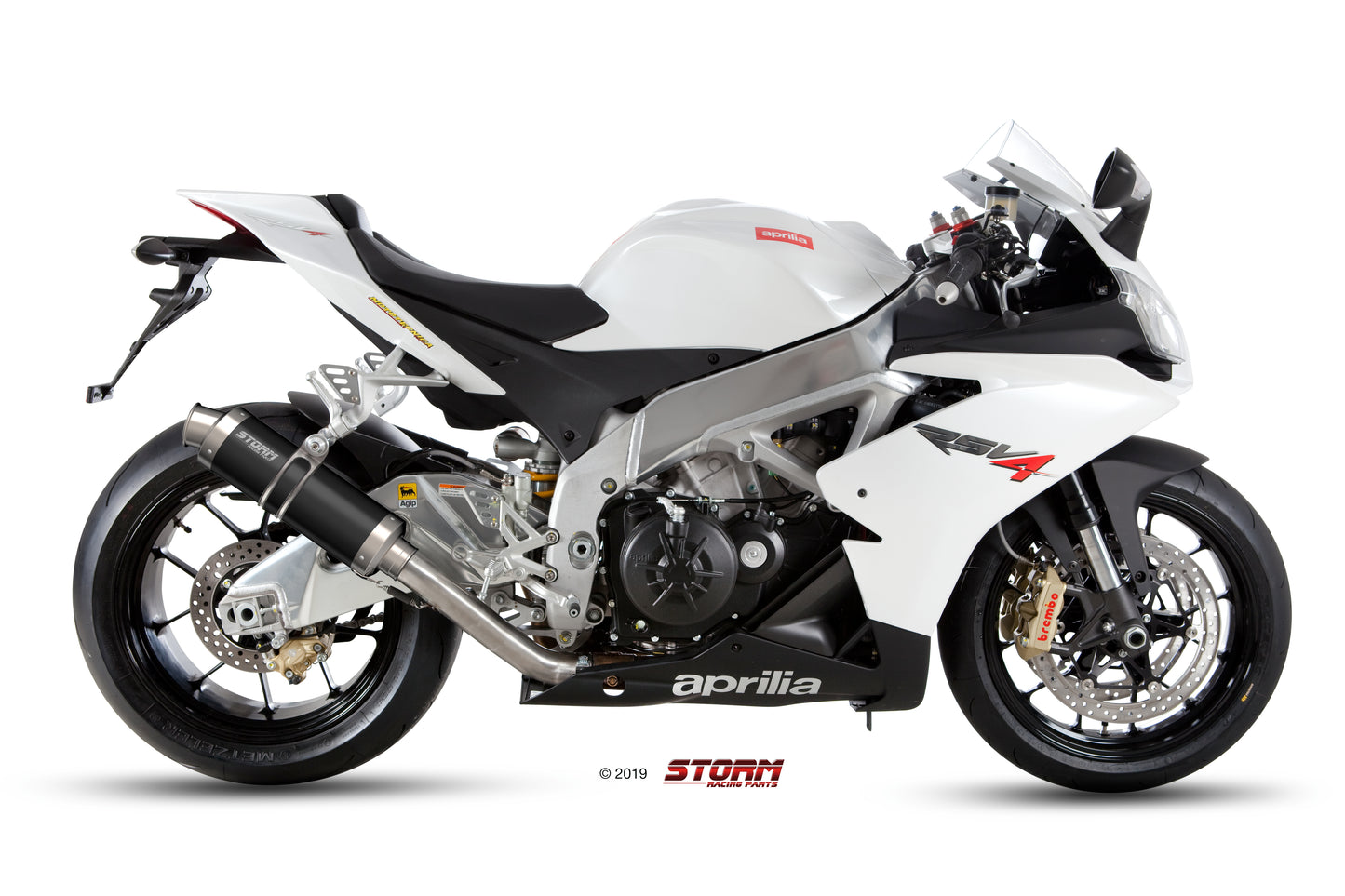 STORM GP Auspuff schwarz passend für APRILIA RSV4 2009-2016