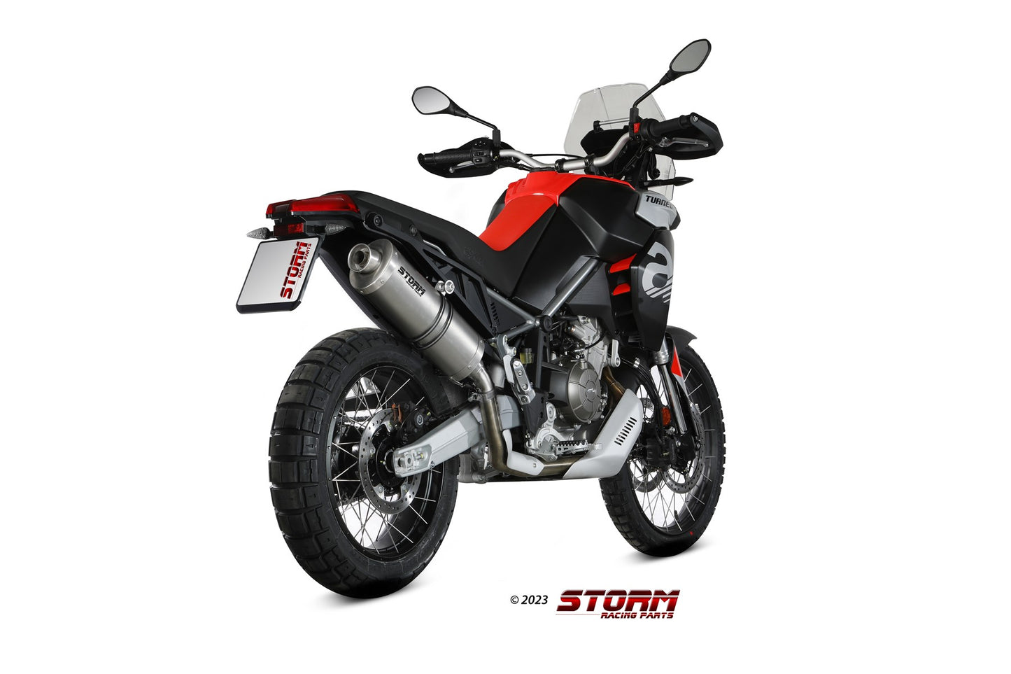 STORM Oval Auspuff Edelstahl passend für APRILIA TUAREG 660 2022-2026