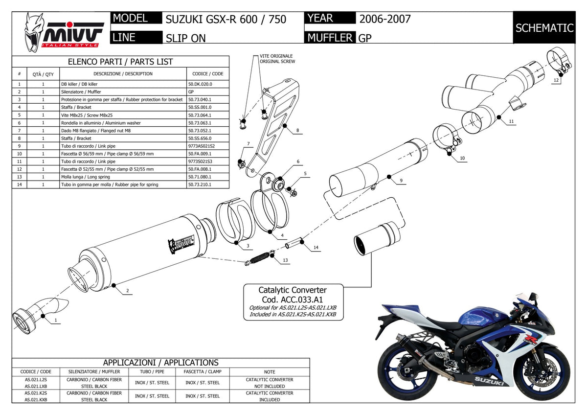 MIVV GP Auspuff Carbon passend für SUZUKI GSX-R 600 2006-2007