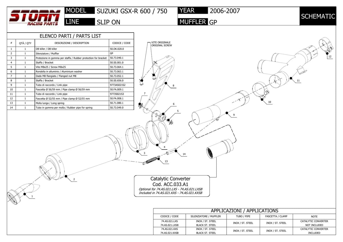 STORM GP Auspuff schwarz passend für SUZUKI GSX-R 600 2006-2007