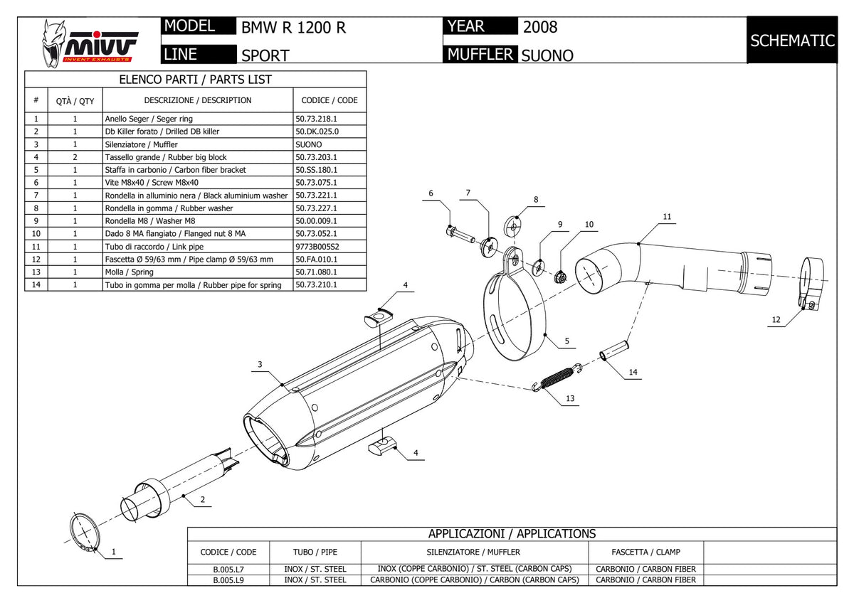 MIVV Suono Auspuff Edelstahl passend für BMW R 1200 R 2008-2010