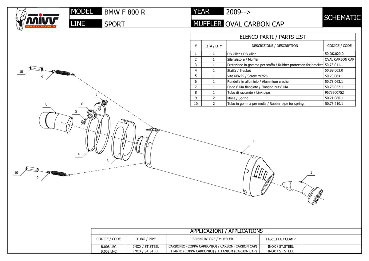 MIVV OVAL Auspuff passend für BMW F 800 R / GT 2009-2020