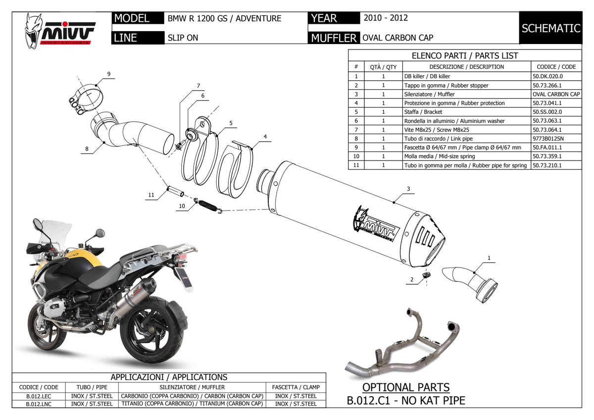 MIVV OVAL Auspuff passend für BMW R 1200 GS / Adventure 2010-2012