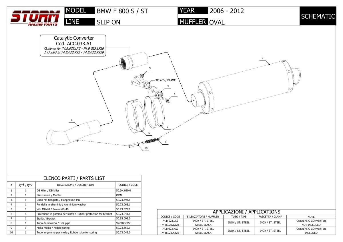 STORM OVAL Auspuff passend für BMW F 800 S / ST 2006-2012