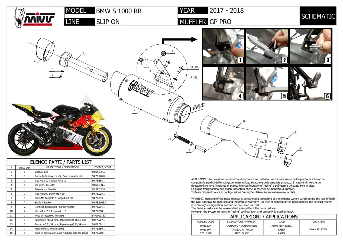 MIVV GPpro Auspuff schwarz passend für BMW S 1000 RR 2017-2018