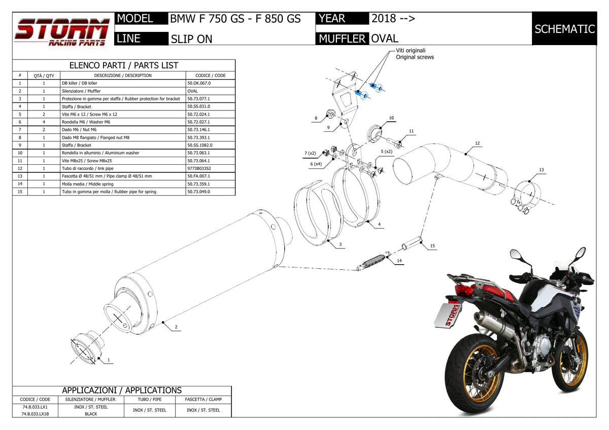 STORM OVAL Auspuff schwarz passend für BMW F 750 GS 2018-2024