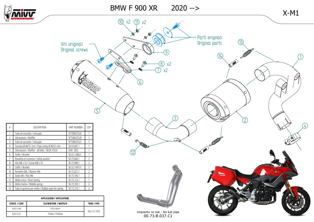 MIVV X-M1 Auspuff Titan passend für BMW F 900 XR 2020-2026