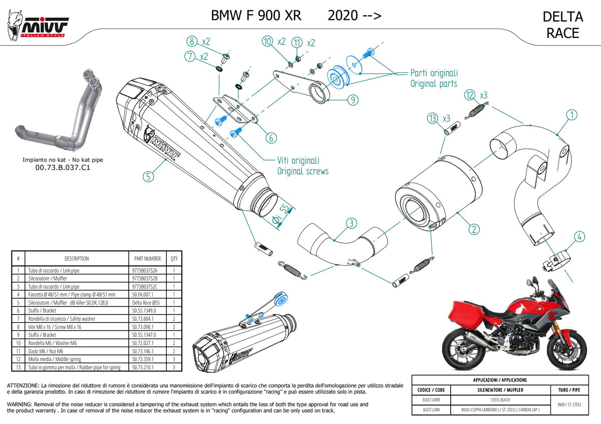 MIVV Delta-Race Auspuff Schwarz passend für BMW F 900 XR 2020-2026