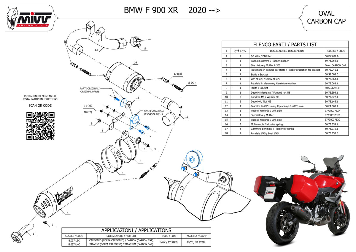 MIVV Oval Auspuff Titan passend für BMW F 900 XR 2020-2026