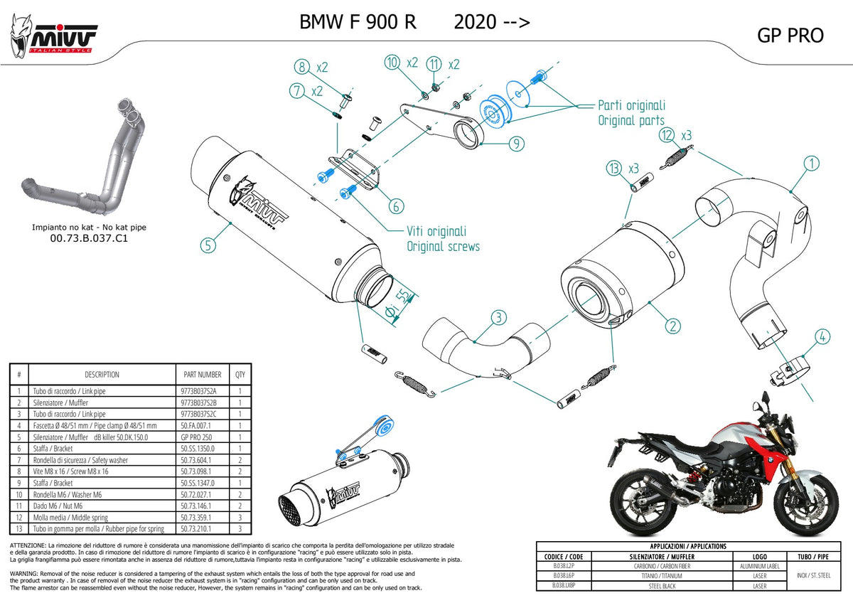 MIVV GPpro Auspuff schwarz passend für BMW F 900 R 2020-2026