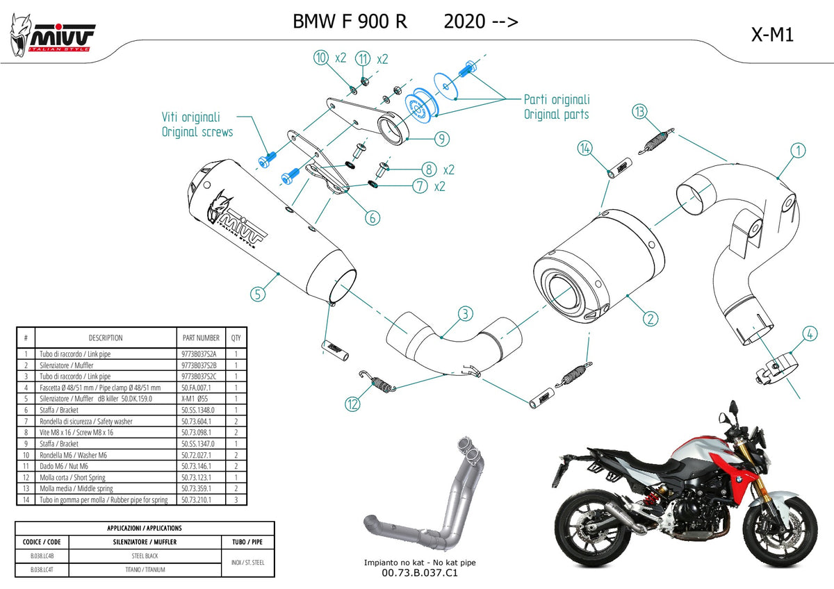 MIVV X-M1 Auspuff Titan passend für BMW F 900 R 2020-2026