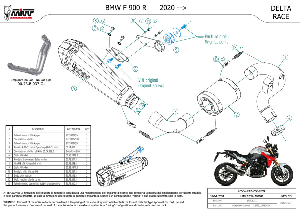 MIVV Delta Race Auspuff Edelstahl passend für BMW F 900 R 2020-2026