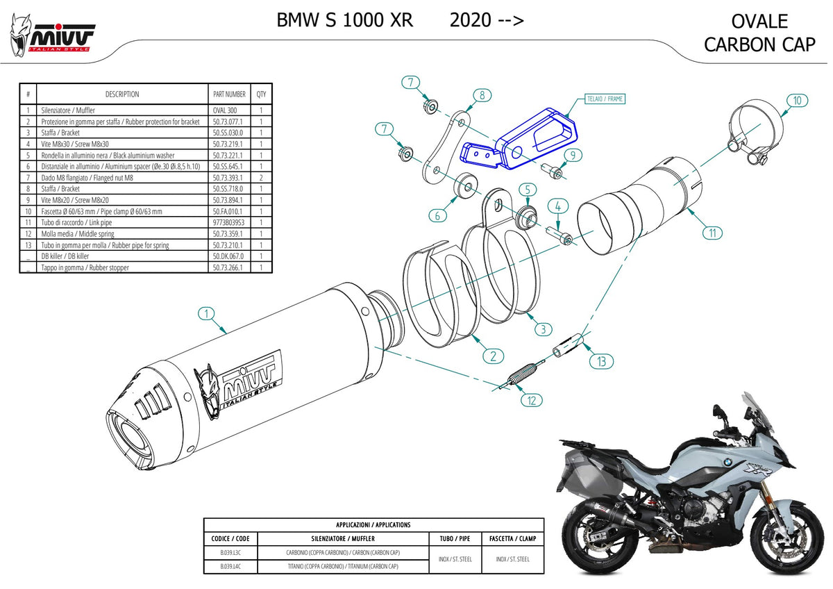 MIVV Oval Auspuff Carbon passend für BMW S 1000 XR 2020-2024