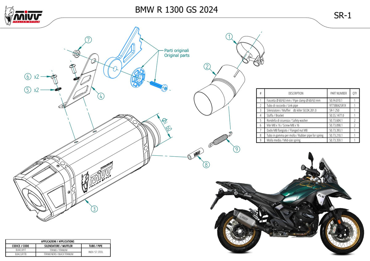 MIVV SR-1 Auspuff Titan passend für BMW R 1300 GS 2024-2026