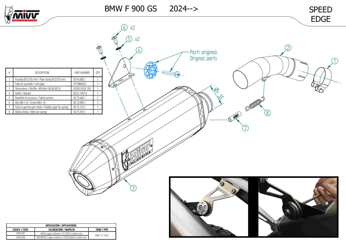 MIVV Speed Edge Auspuff Edelstahl passend für BMW F 900 GS 2024-2026