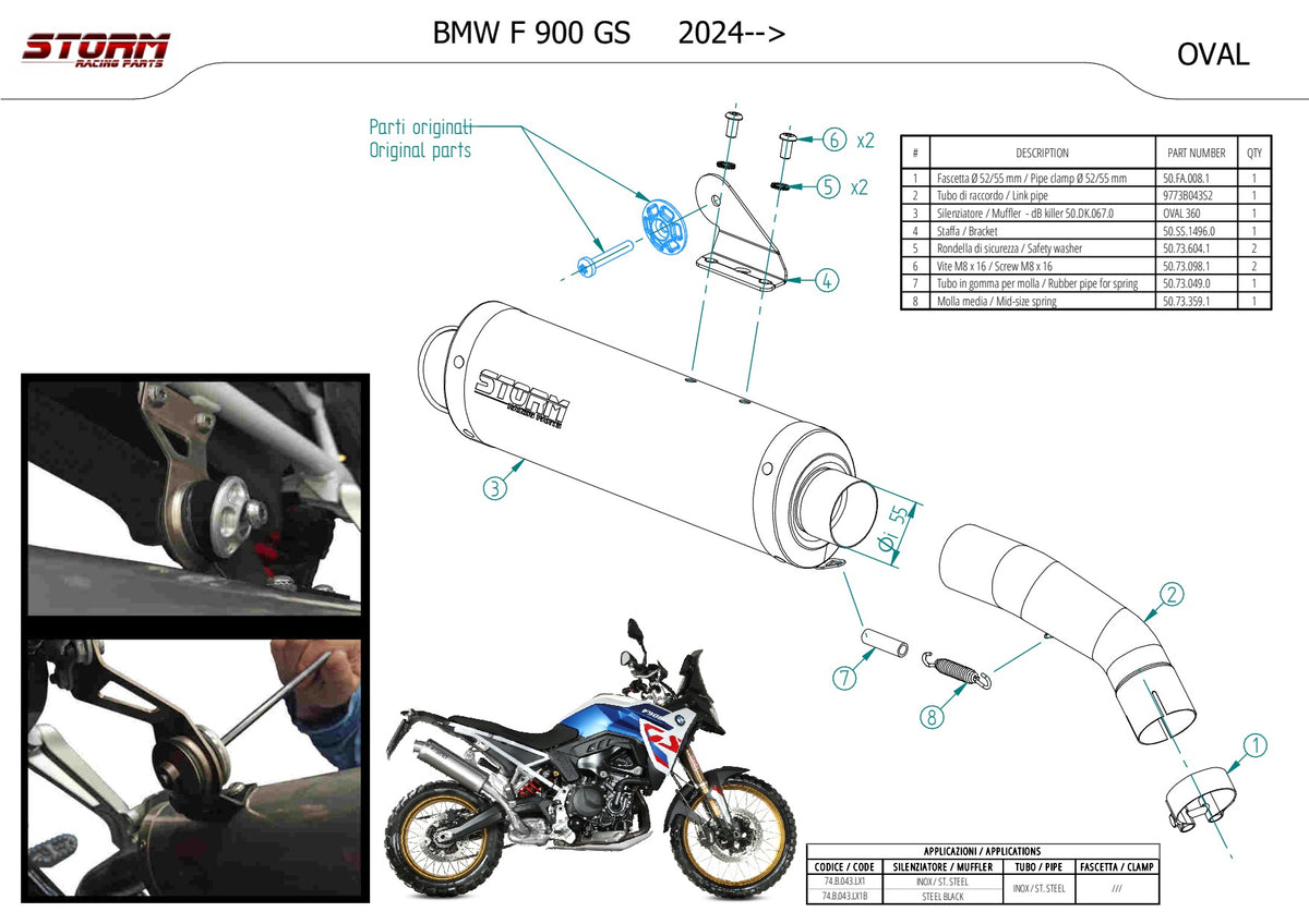 STORM Oval Auspuff Edelstahl passend für BMW F 900 GS 2024-2026