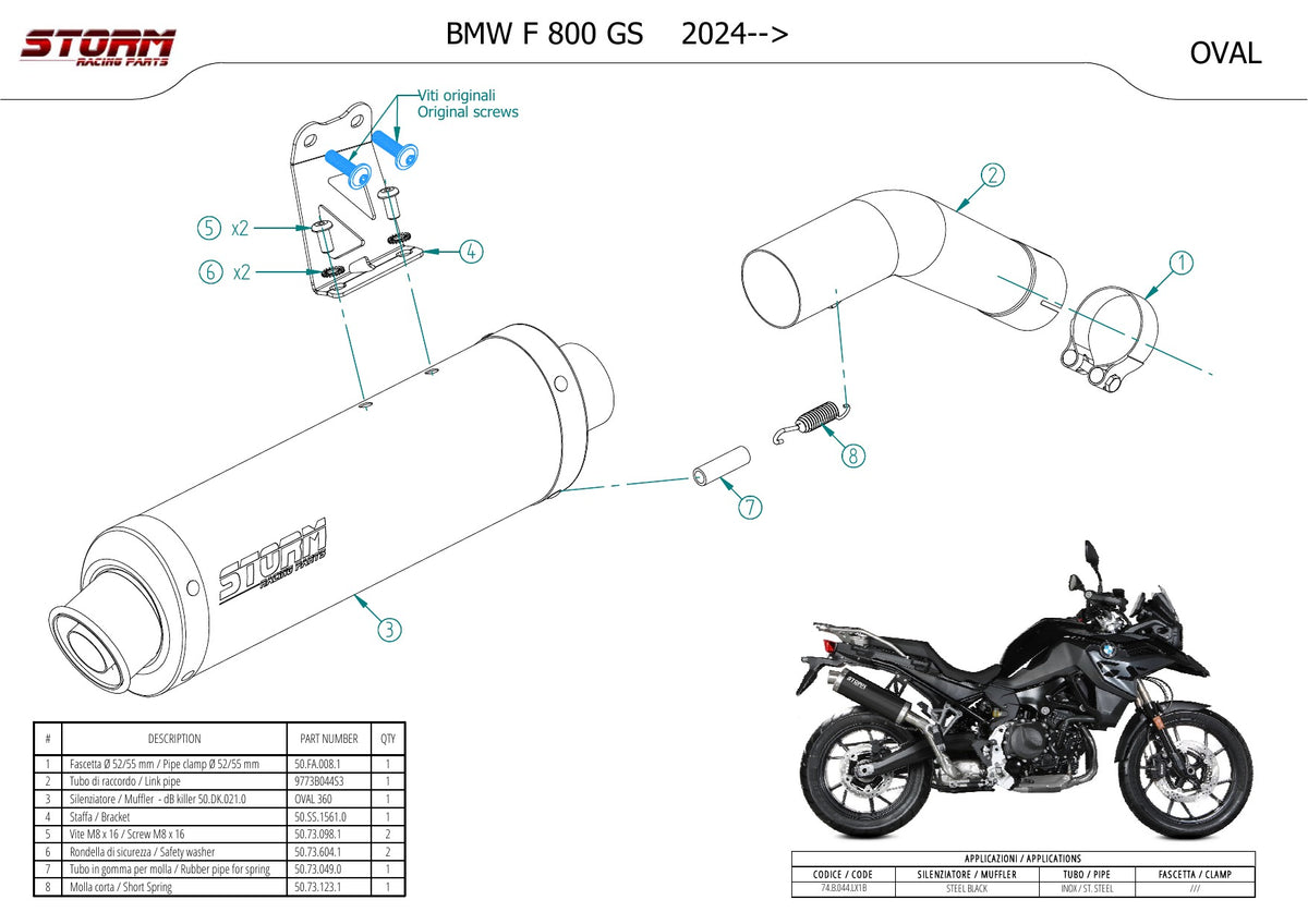 STORM Oval Auspuff schwarz passend für BMW F 800 GS 2024-2026