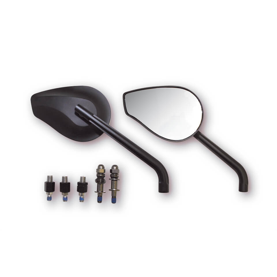 HIGHSIDER Motorrad Spiegel Phoenix 1 Schwarz E-geprüft (Paar)