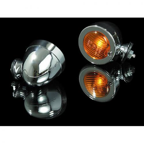 HIGHSIDER smart Bullet Flat Motorrad Blinker Chrom Gelb Glas E-geprüft (1Stck)