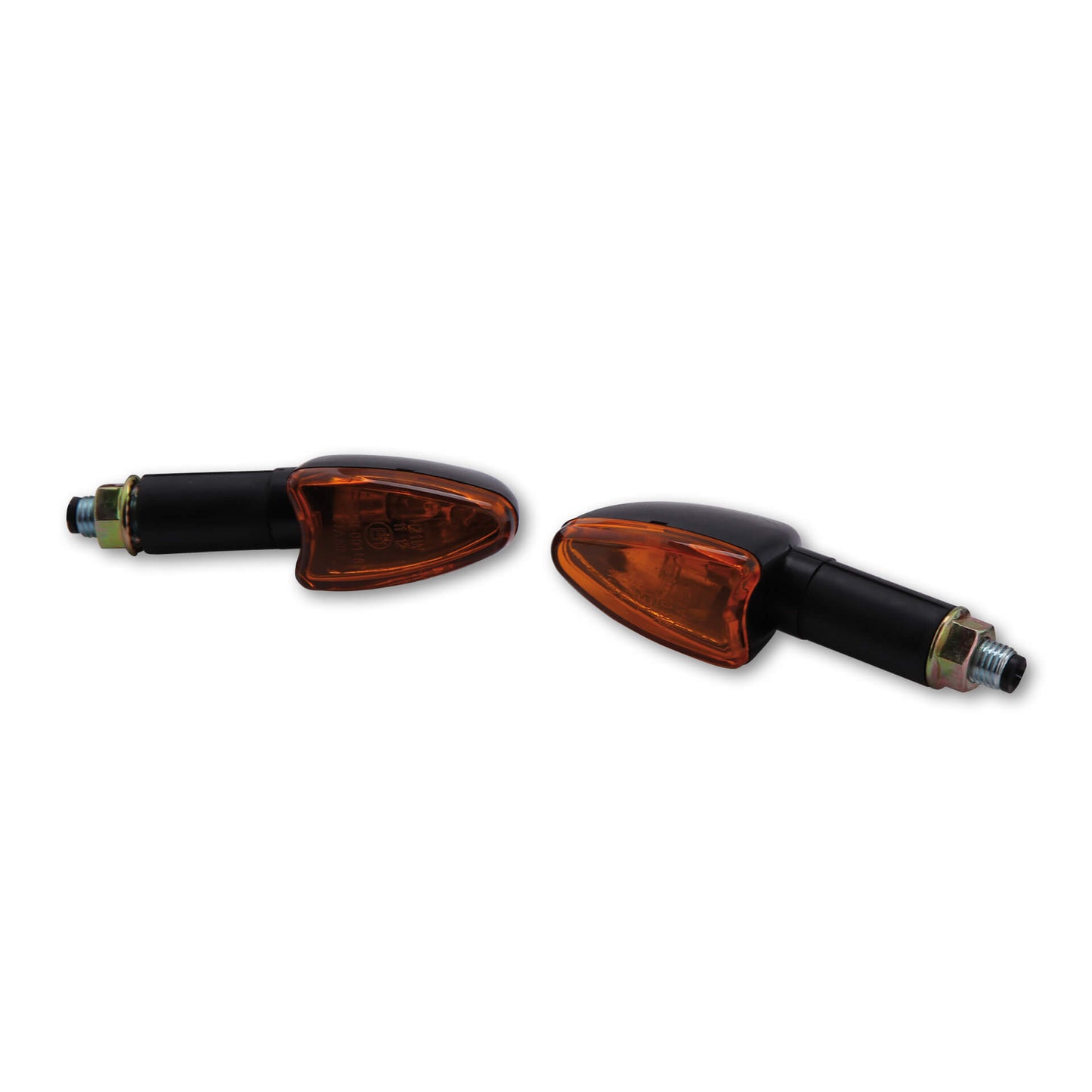 HIGHSIDER Arrow Motorrad Mini-Blinker Gehäuse Schwarz / Glas Orange (Paar)