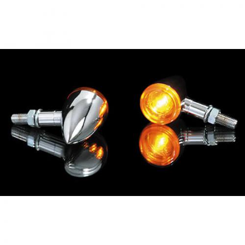 SHIN YO MINI BULLET Motorrad Blinker Chrom / Glas Orange, E-geprüft (Paar)