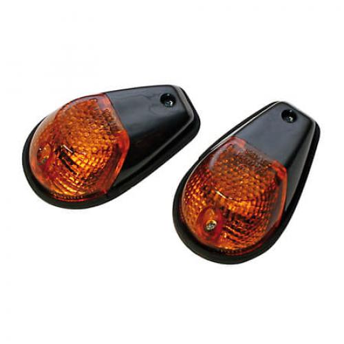 HIGHSIDER Motorrad Verkleidungsblinker Gehäuse Schwarz / Glas grau (Paar)