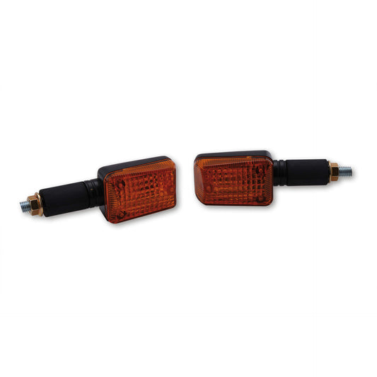 HIGHSIDER smart Mini Motorrad Blinker Gehäuse Schwarz / Glas Orange (Paar)