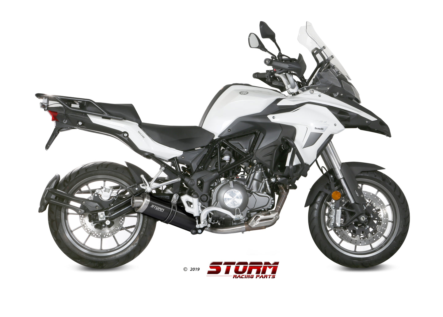 STORM OVAL Auspuff schwarz passend für BENELLI TRK 502 2017-2024